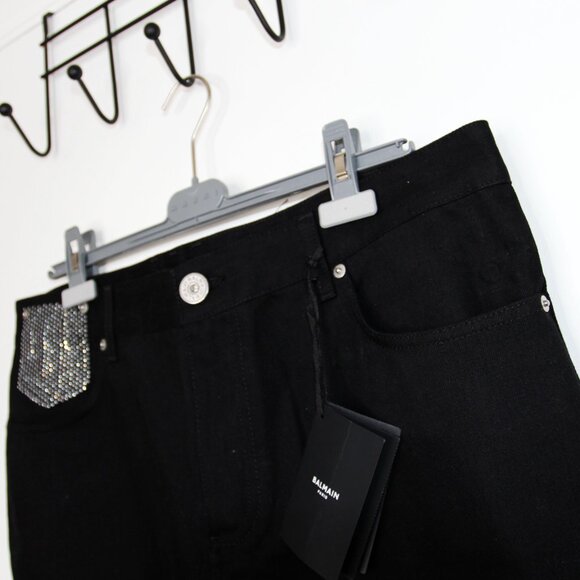 BNWT AW23 BALMAIN STRAIGHT LEG RHINESTONES JEANS 36 - Picture 4 of 14